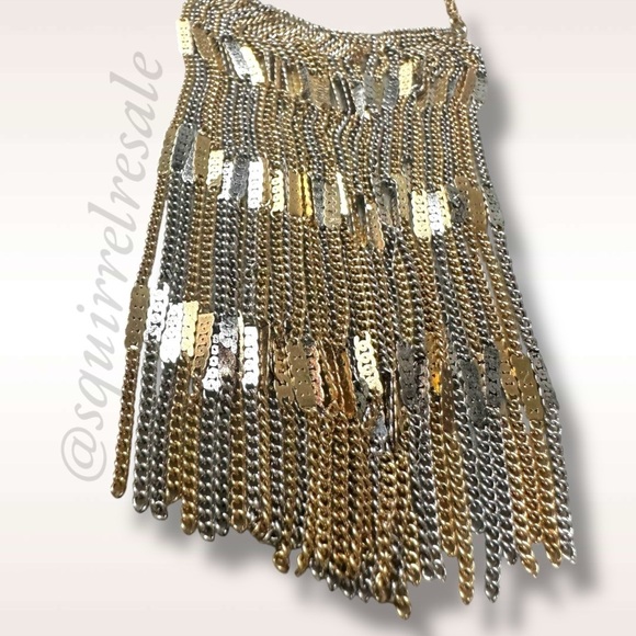 Free People Western Bohemian Passenger Chain Fringe Layered Necklace Silver Gold - Picture 8 of 9